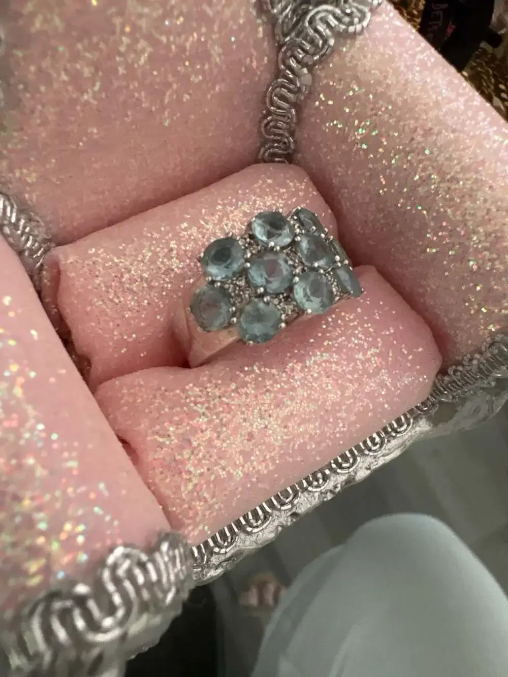 Sonia B. 14K White Gold Aquamarine and Diamond Cluster Ring